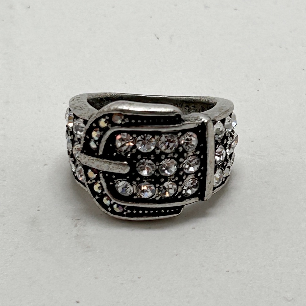 Premier Designs, Vintage, Crystal Buckle Ring, Size 6 3/4